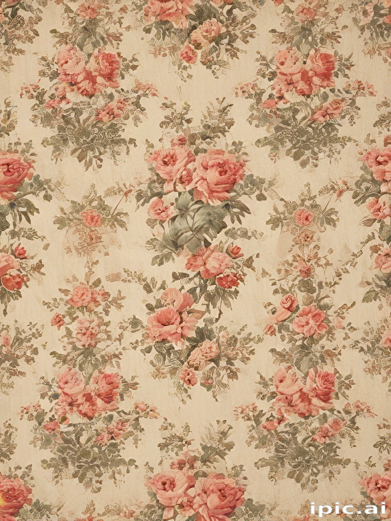 Vintage Floral Pattern Featuring Delicate Roses on Soft Cream Background