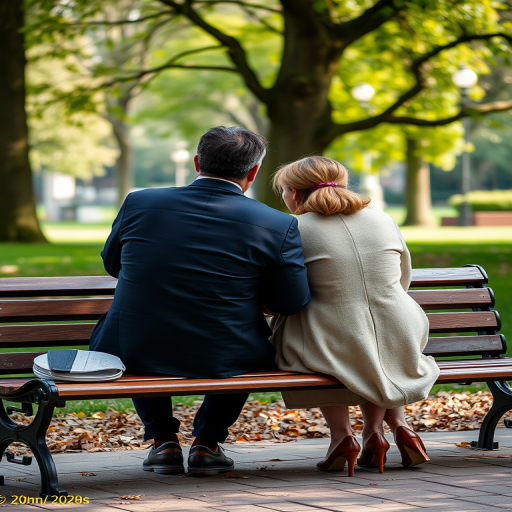 Regenerate the image of two couples sitting on benches in a park setting, using a DSLR camera with 50mm lens, aperture f/2.8, shutter speed 1/200s, ISO 100, focus on shallow depth of field, natural lighting for enhanced details and colors.