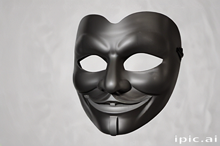 Intriguing Black Mask with a Mysterious Smile and Expressive Features
