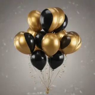 black and gold balloons png
