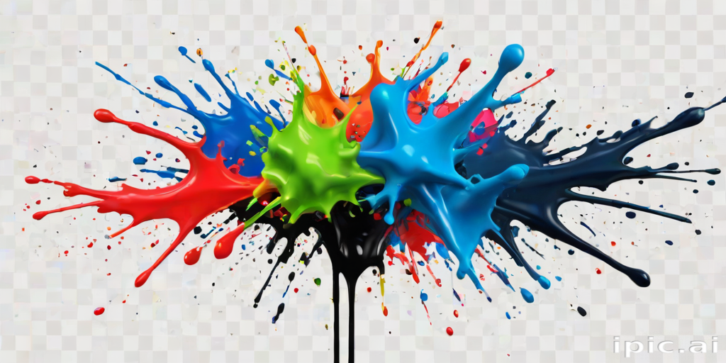 Vibrant Explosion of Colorful Paint Splashes Creating a Dynamic Artwork