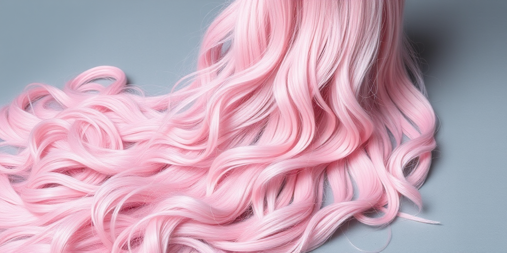 Pastel pink mermaid waves flowing down to the waist, soft and ethereal styling with subtle silver undertones, creating a dreamy and romantic aesthetic