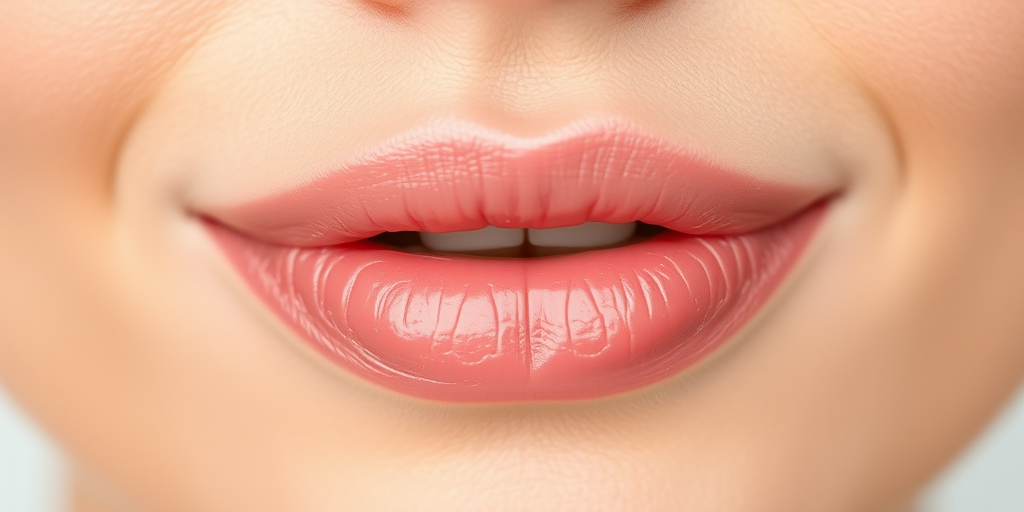 Nude pink lips with a natural, dewy appearance, enhancing the lips' natural color and texture, ideal for a fresh-faced, no-makeup makeup look