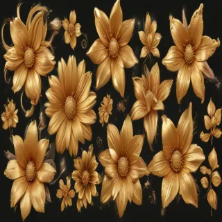 gold flowers png