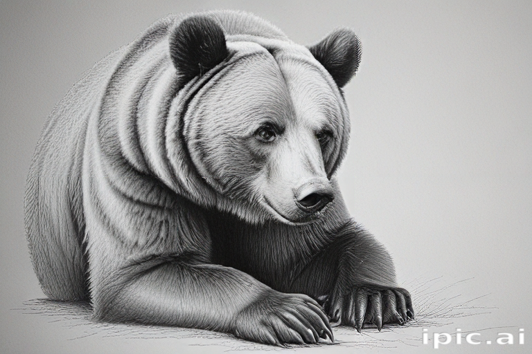 A Realistic Illustration of a Grizzly Bear Resting Calmly in Nature.