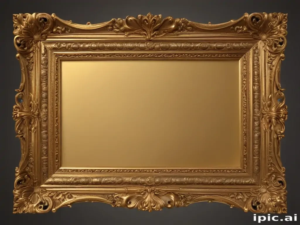 rectangle gold frame png
