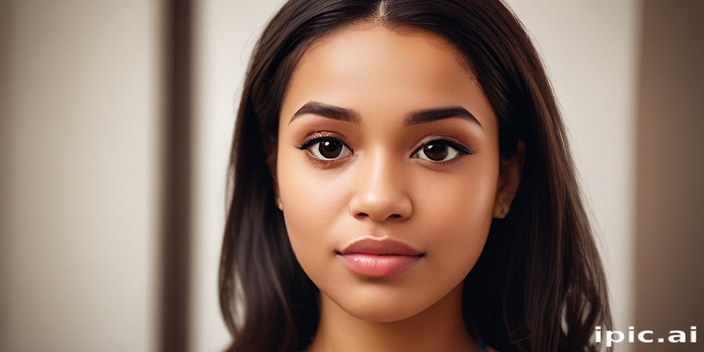 A Close-Up Portrait of a Young Woman with Natural Beauty and Elegance.