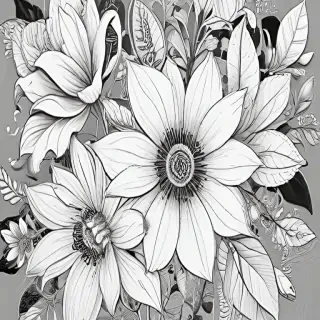 line work flowers