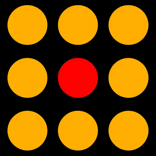 Create a seamless pattern of overlapping yellow and red circles on a black background using a 50mm lens, f/2.8 aperture, ISO 100, shot from a top-down view with a digital SLR camera.