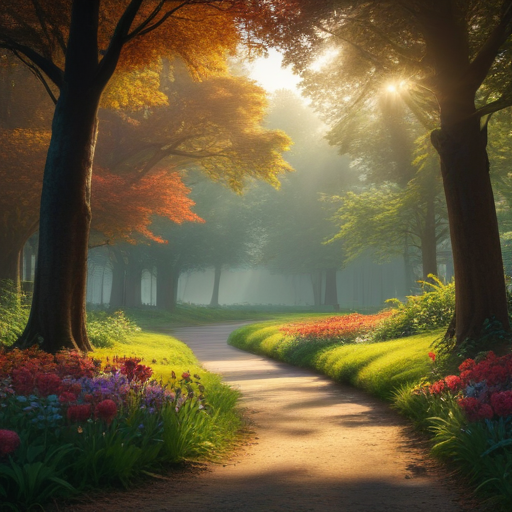Enchanting Autumn Pathway Through a Lush Forest of Vibrant Colors