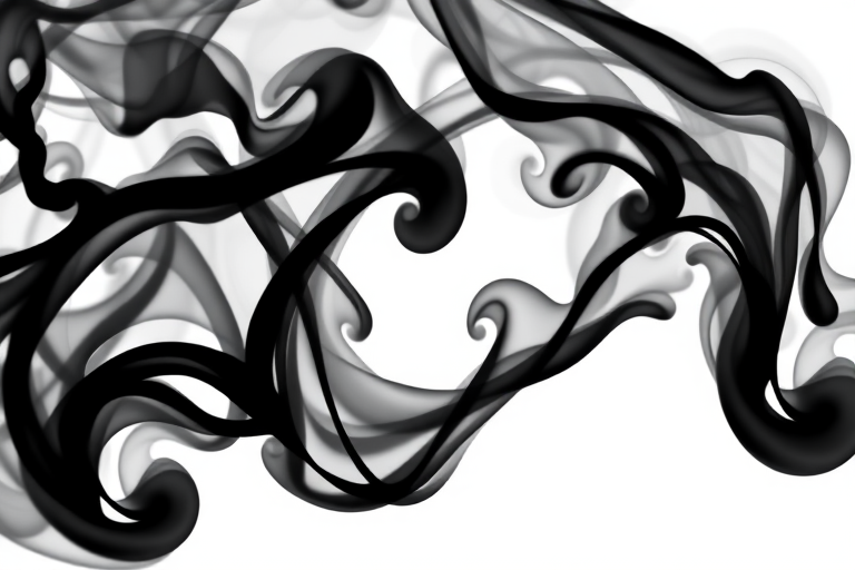 Create an abstract black smoke swirl design with a transparent background, 50mm lens, f/2.8 aperture, ISO 100, and natural lighting.