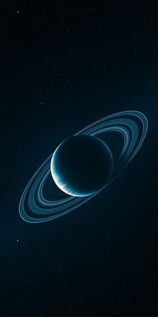 Create a high-resolution digital art image of a distant planet surrounded by rings and small moons in a dark, starry space background, shot with a DSLR camera at f/2.8 aperture, ISO 800, 24mm focal length, using a wide-angle lens for an immersive view.