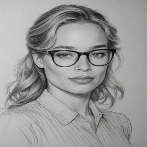 Lovely Piper Perabo, pencil sketch, portrait of Pleasing woman 1950s in glasses, hair style beatnik, outline, clear lines, fine lines, 8k
