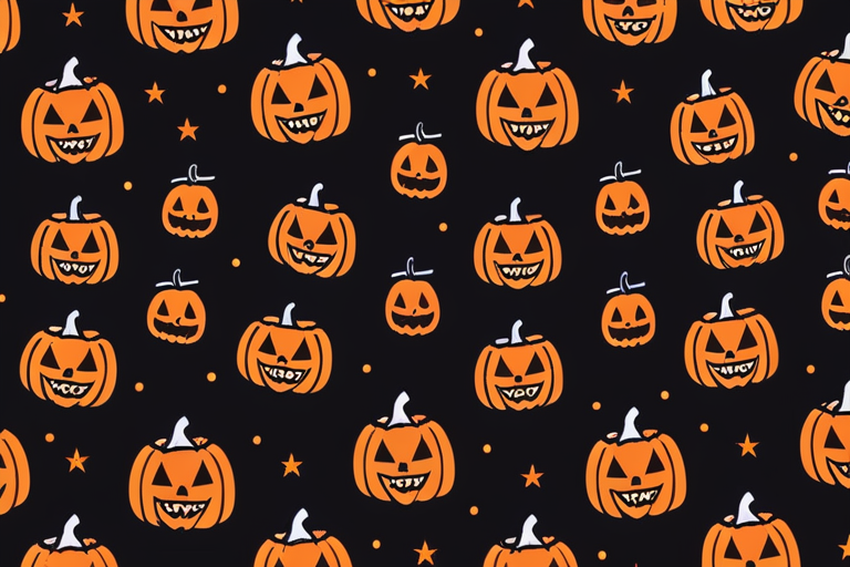 Whimsical Halloween Pattern Featuring Playful Pumpkins and Festive Stars