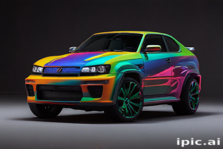 A Vibrant, Colorful Car with a Stunning Rainbow Effect Finish.