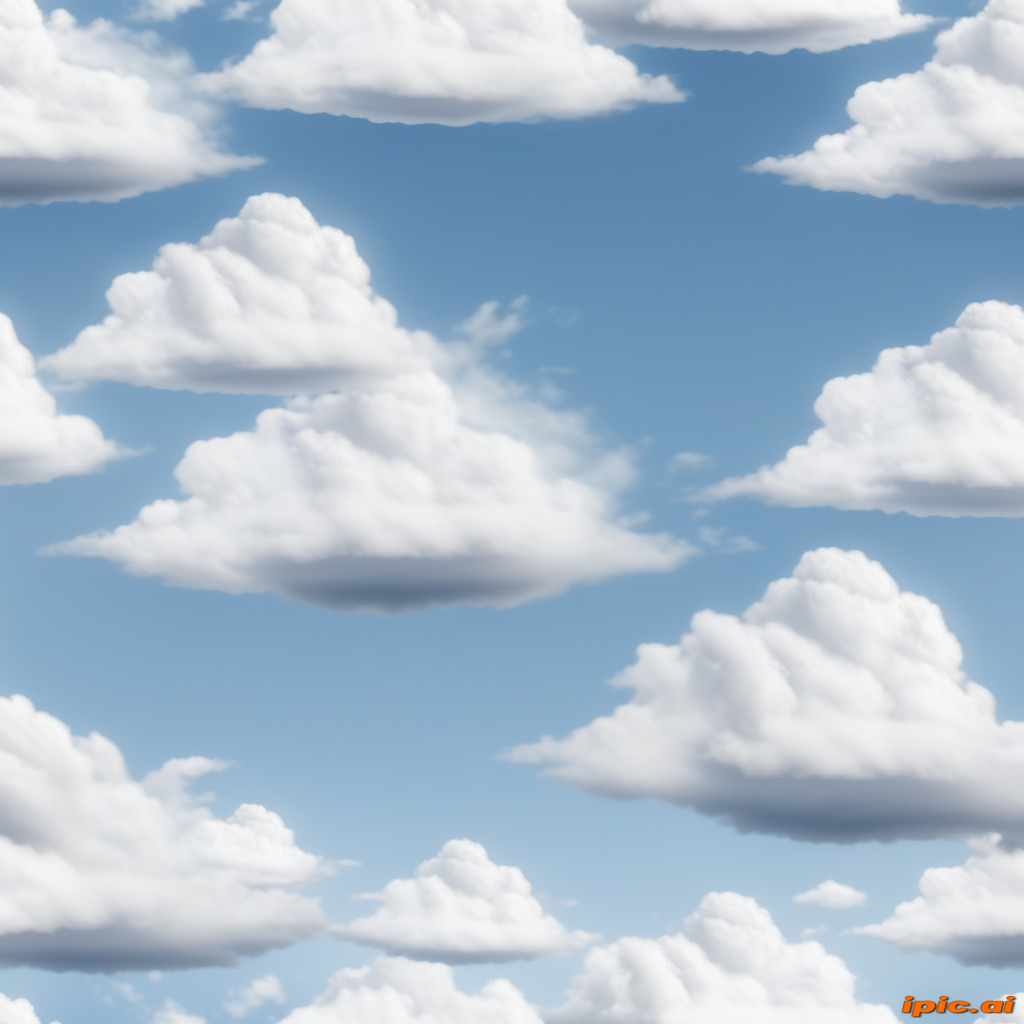 Fluffy White Clouds Floating Against a Bright Blue Sky Background.