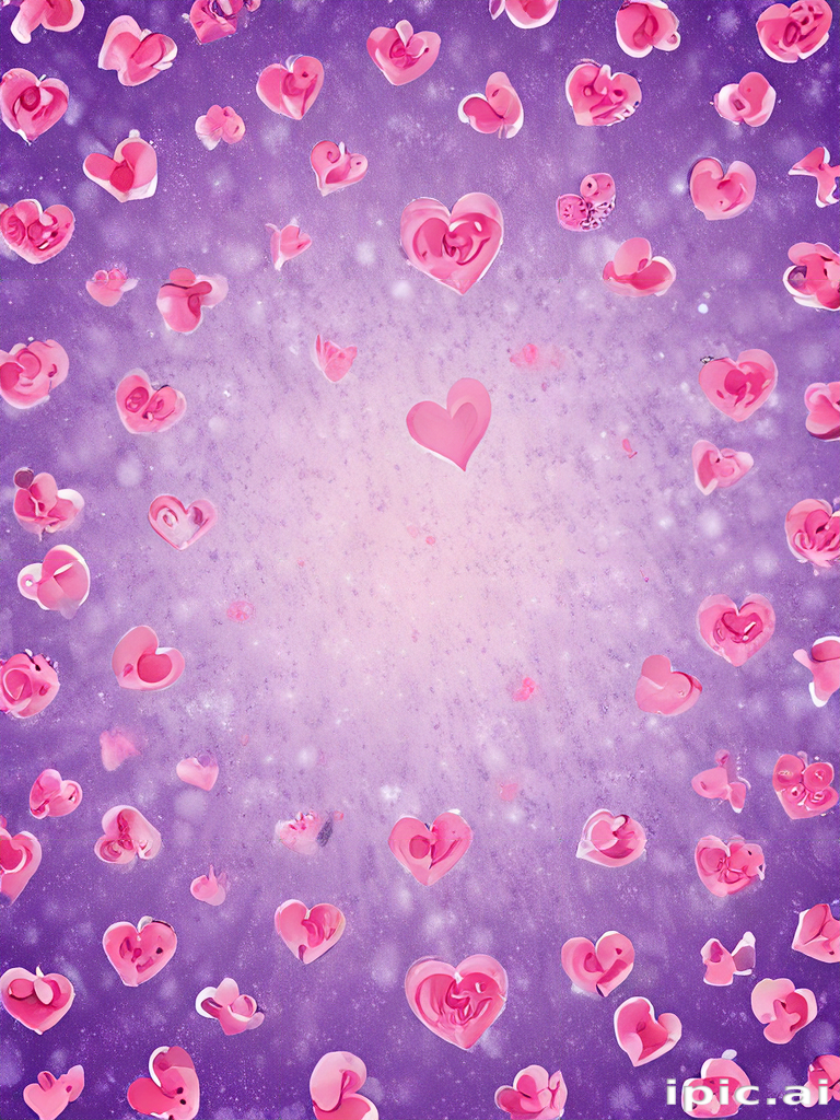 Whimsical Background of Floating Pink Hearts on a Soft Purple Surface