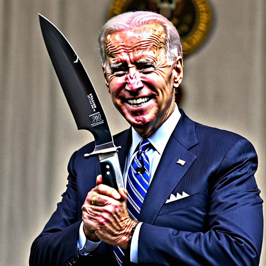 joe biden, evil smile, bloody knife, killer