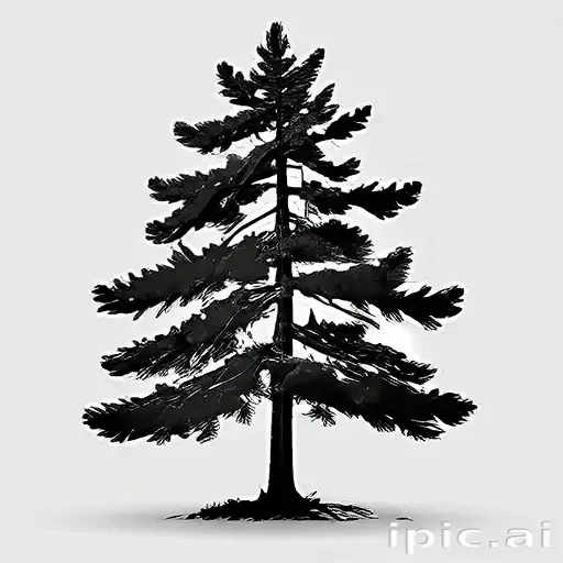 pine tree clipart black and white
