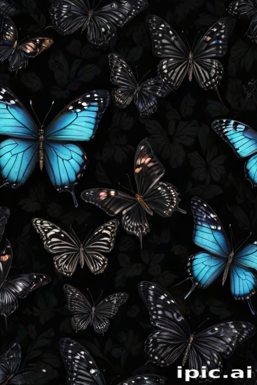 black wallpaper butterfly