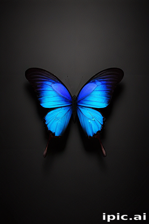 Stunning Blue Butterfly with Intricate Wings Against a Dark Background