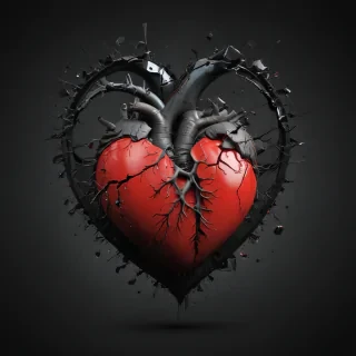 broken heart black background