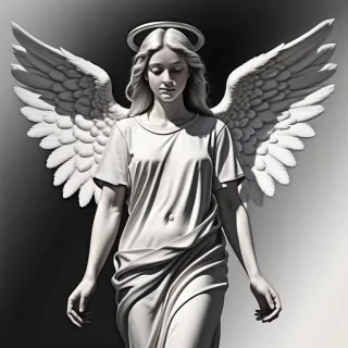 black and white angel drawings