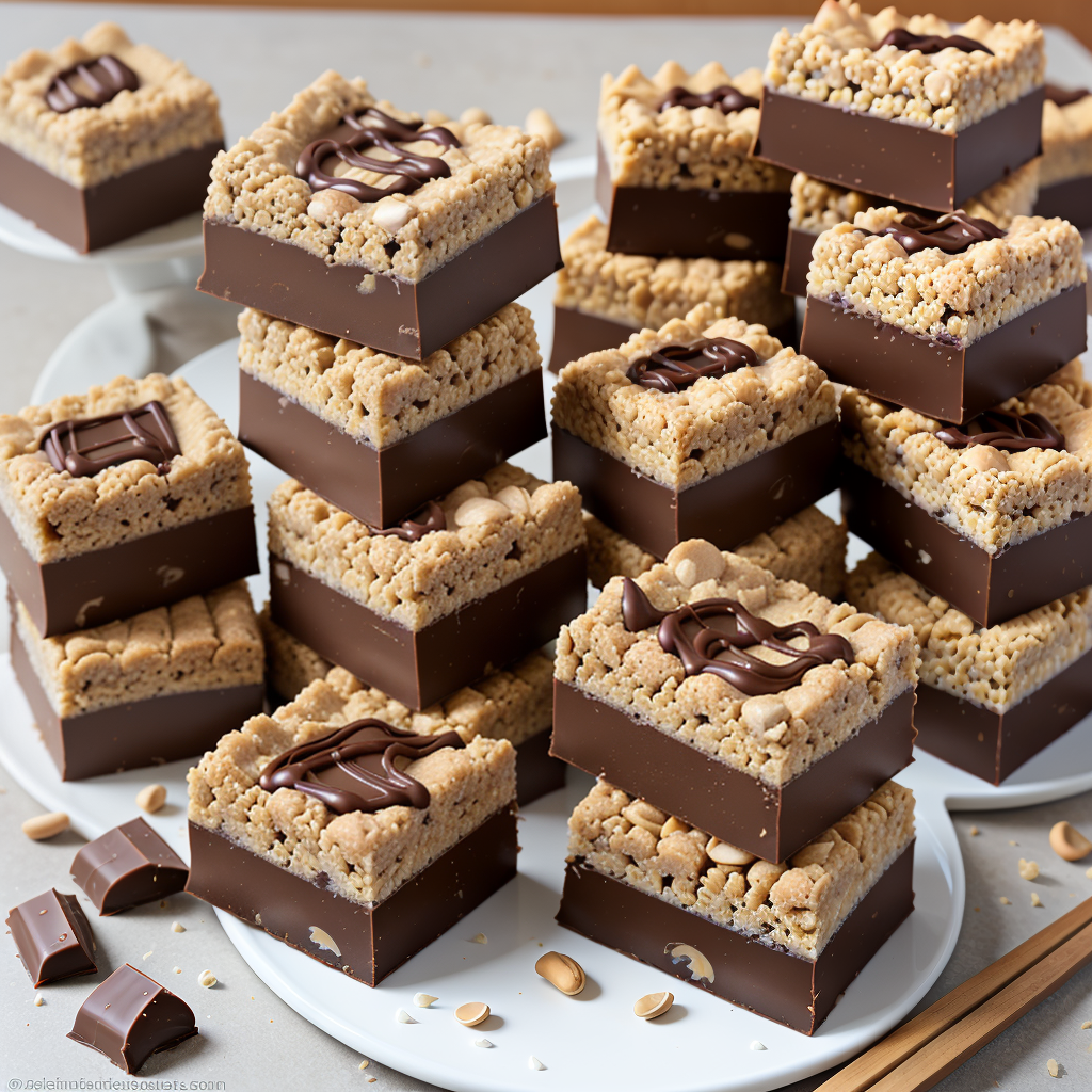 peanut butter rice crispy treats with chocolate