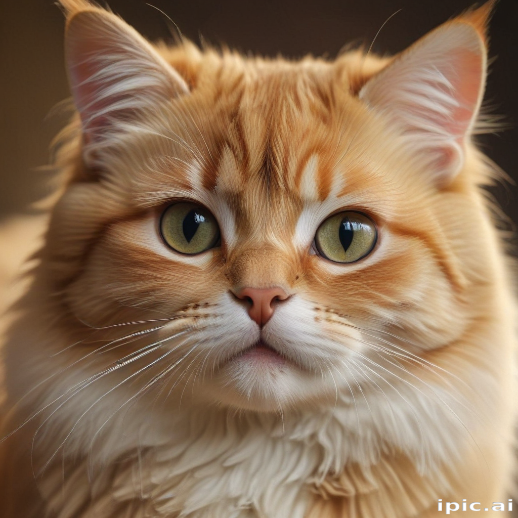 Close-Up Portrait of a Fluffy Orange Cat with Striking Green Eyes
