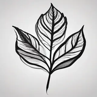 clipart of leaf black and white