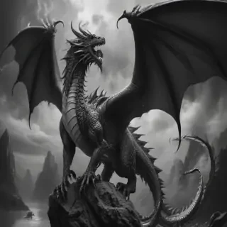 dragon black and white