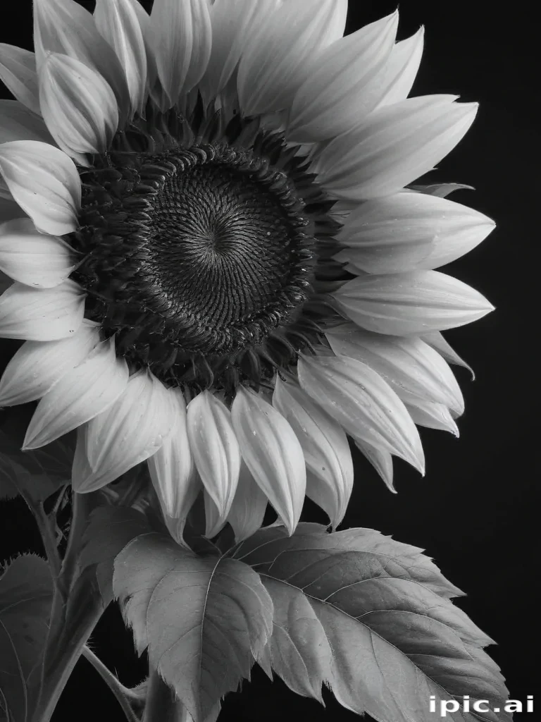clip art sunflower black and white