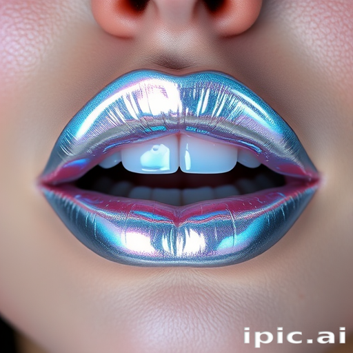 Holographic silver lips with a mirror-like shine, futuristic and eye-catching, perfect for creating an otherworldly appearance