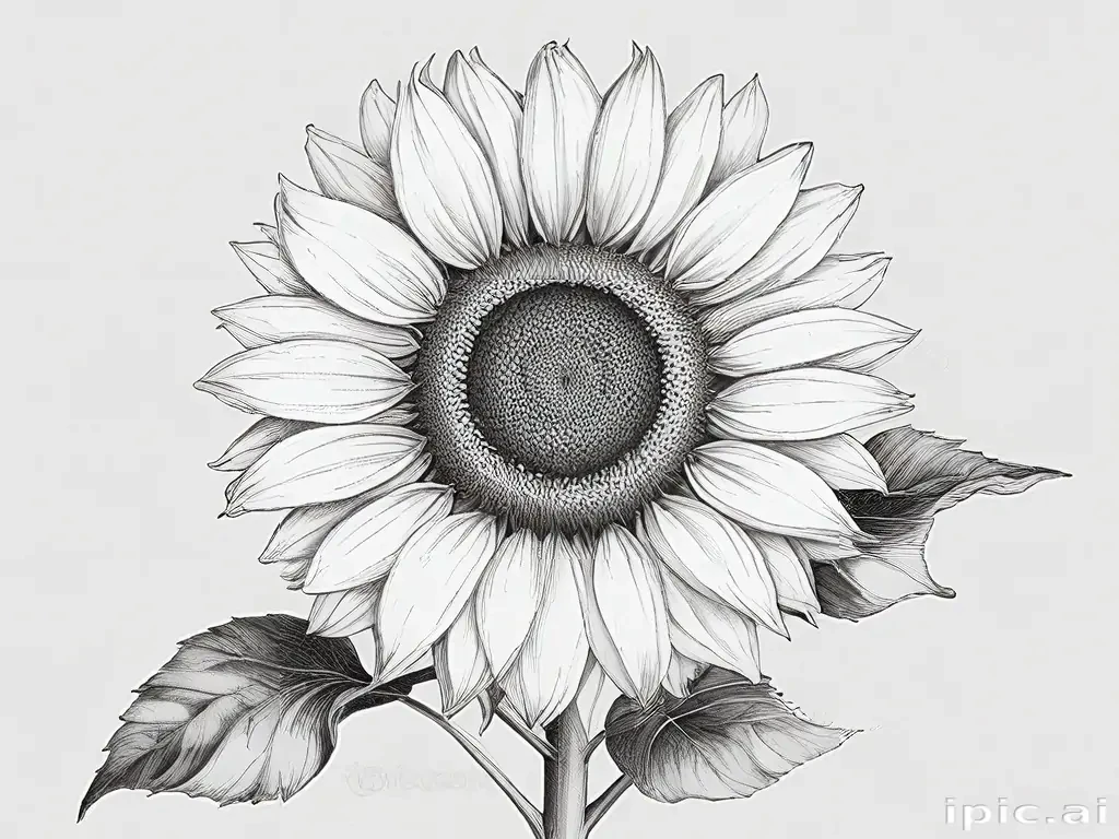 clip art sunflower black and white