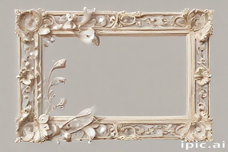 Ornate Decorative Frame Adorned with Intricate Floral and Shell Designs