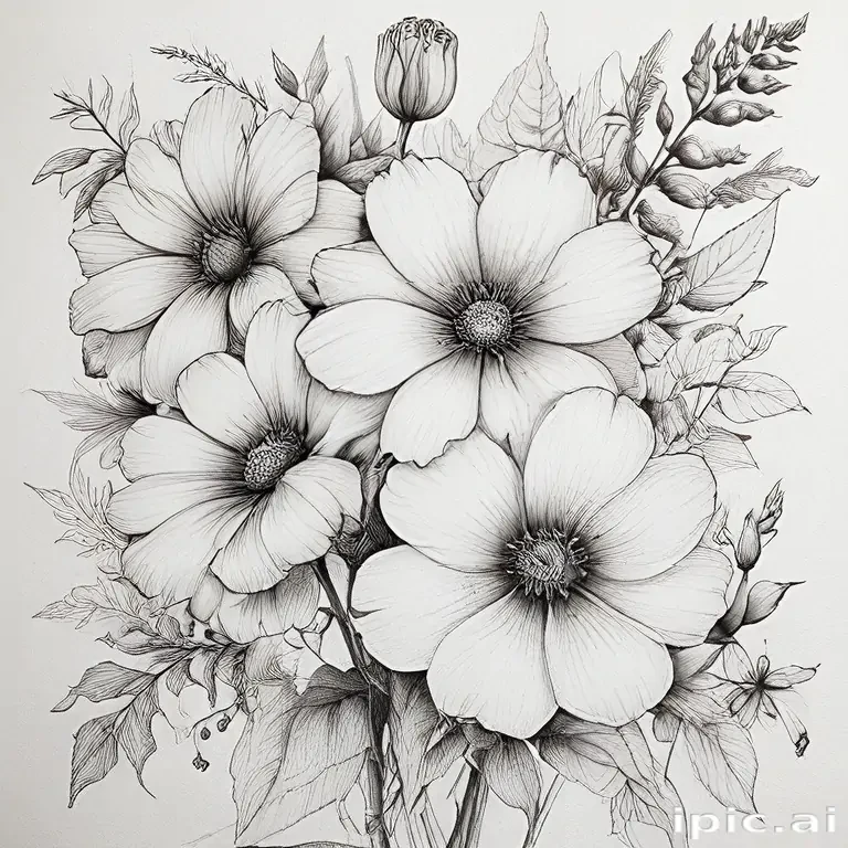 aesthetic flowers drawing