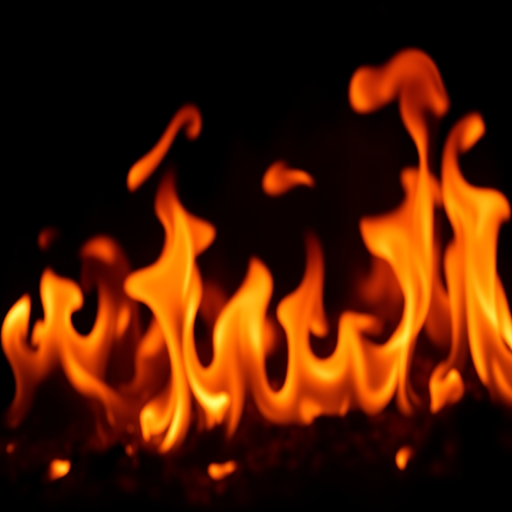 high-resolution image of vibrant flames on a dark background, using a Canon EOS 5D Mark IV, 50mm lens, f/1.8 aperture, ISO 100, 1/200 sec shutter speed, shot in soft focus with a shallow depth of field to enhance the details of the fire.