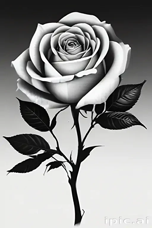 black and white rose clip art