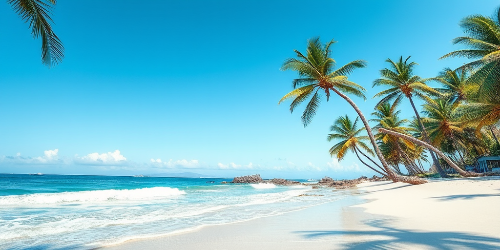Create a high-quality line drawing of a tropical beach scene featuring swaying palm trees, with a focus on the waves gently lapping at the shore, using a DSLR camera with a 50mm lens, aperture set to f/8, ISO 200, at a low angle view to capture depth and detail.
