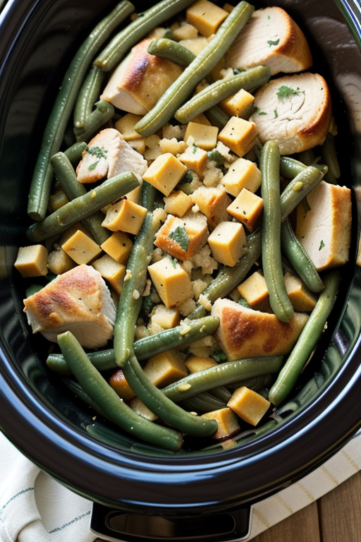 slow cooker chicken stuffing green beans