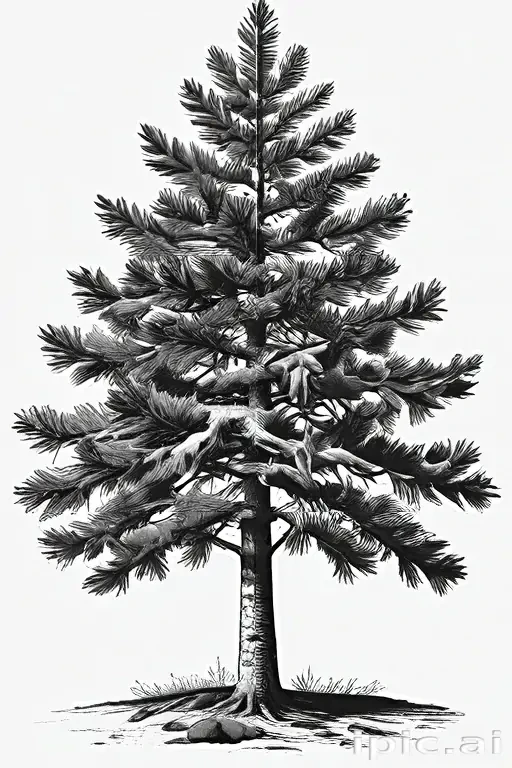 pine tree clipart black and white