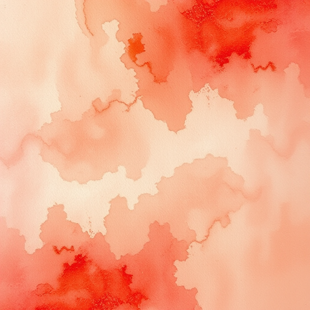 Create an abstract watercolor texture with a blend of earthy tones, reds, and soft gradients, using a Canon EOS 5D Mark IV, ISO 100, f/11, 1/125s, shot from a top-down view, with a soft focus and natural lighting to enhance the ethereal quality.