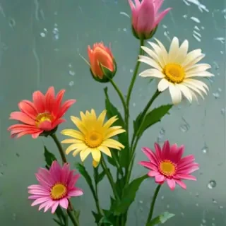 flowers behind glass wallpaper