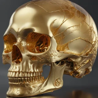 transparent gold skull