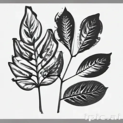 leaves clip art black and white