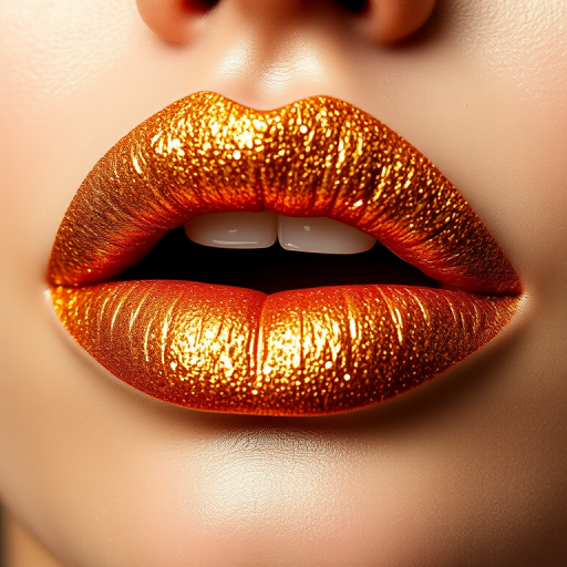 Glittery gold liquid lipstick "Midas Touch" combining intense metallic pigments with fine glitter particles for a dazzling and luxurious lip look