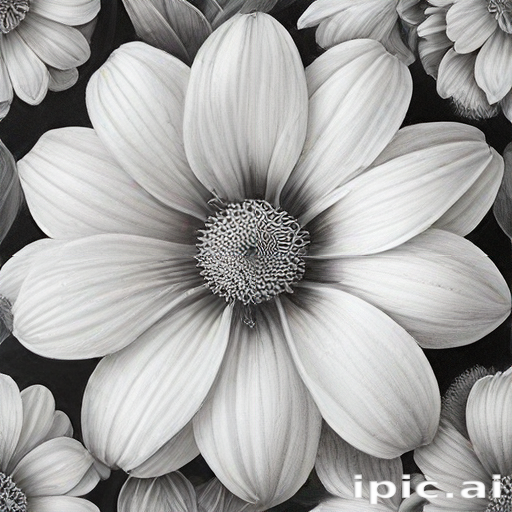 Elegant Black and White Floral Design Featuring a Majestic Blooming Flower