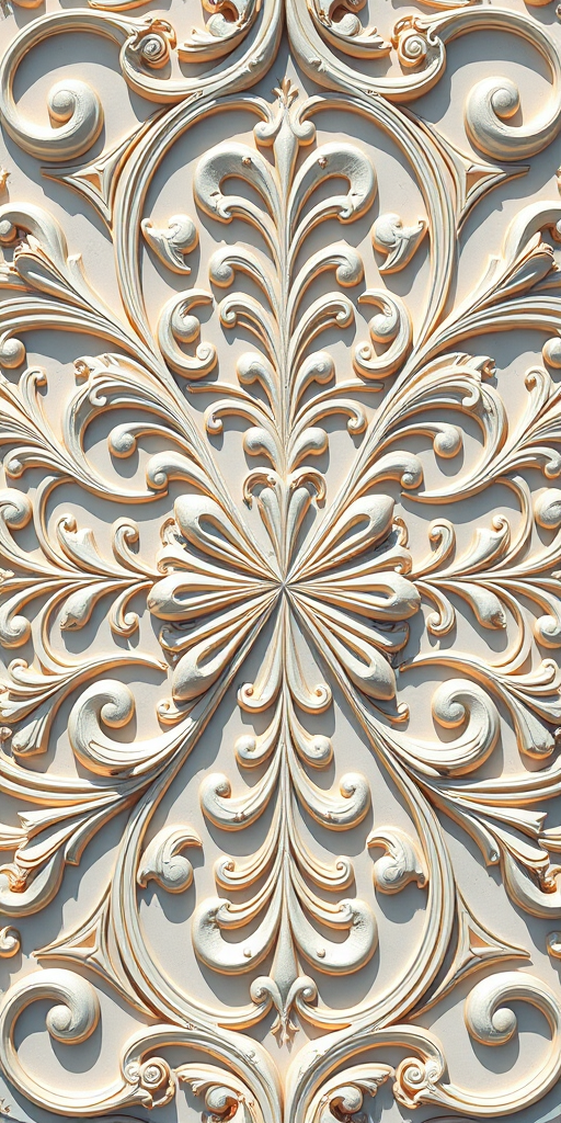 Create an intricate and elegant decorative pattern with swirling lines and curves, using a high-resolution camera, ISO 100, aperture f/8, shutter speed 1/60s, taken from a top-down view in natural lighting for enhanced clarity and detail.