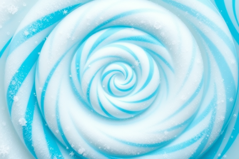 Frosty Peppermint Swirl combines cool white and icy blue in a spiral pattern, creating a refreshing and playful appearance for winter wonderland themes.