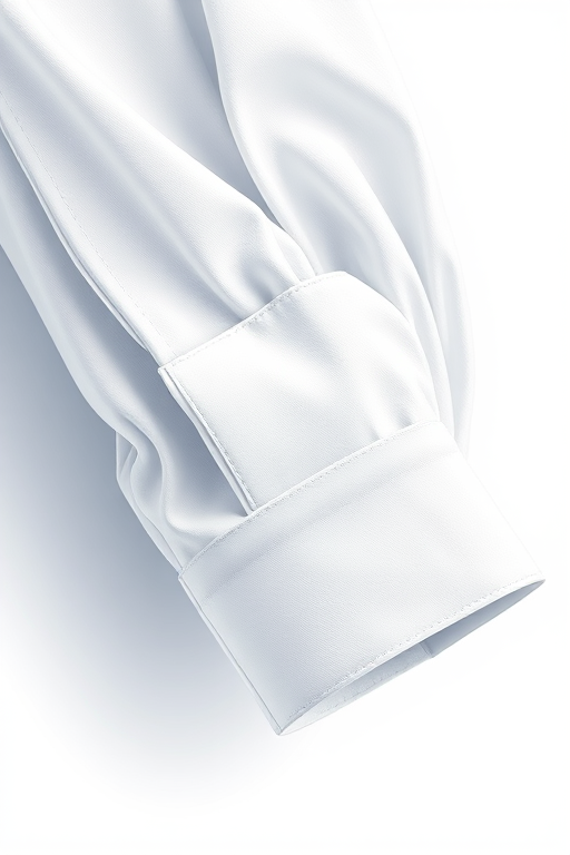 Create a highly detailed illustration of a folded shirt sleeve draped elegantly, captured with a Canon EOS R5, 50mm lens, f/1.8 aperture, ISO 100, using soft natural lighting and a shallow depth of field to enhance texture and fabric quality.